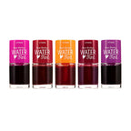Lakinza Etude House Dear Darling Water Tint lip makeup in a vibrant red shade, showing the product tube and applicator.
