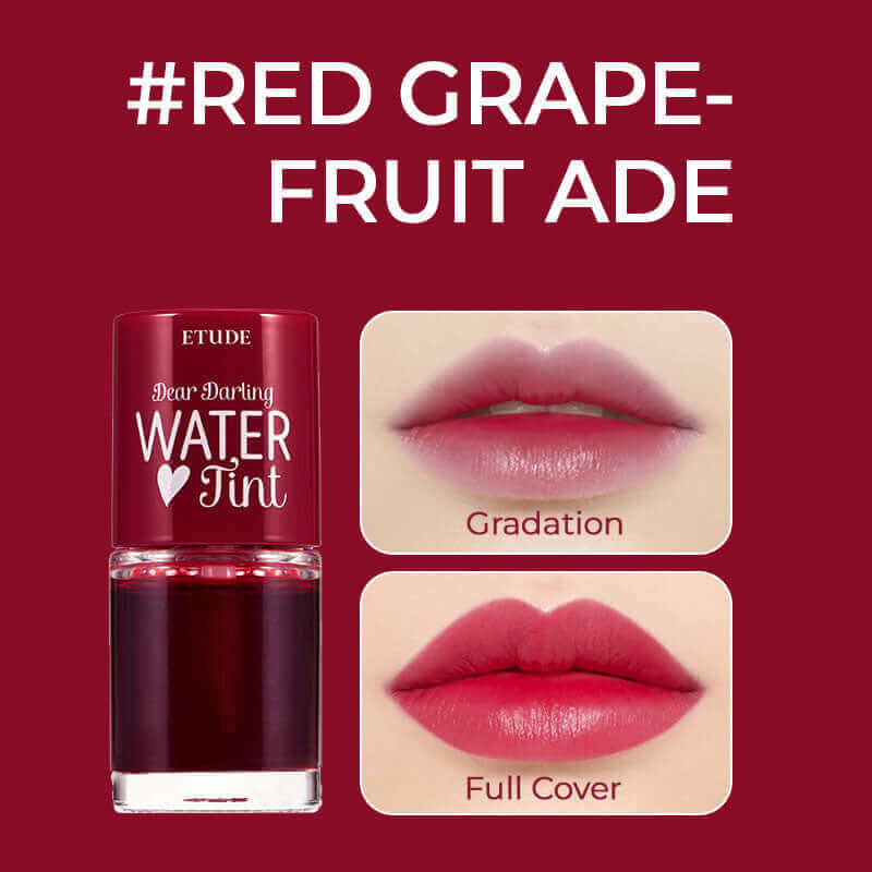 Lakinza Etude House Dear Darling Water Tint lip makeup in vibrant pink, showcasing the glossy, hydrating lip color.