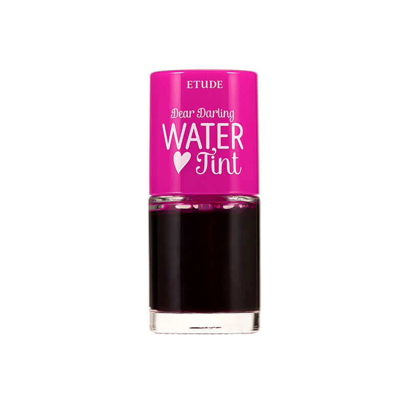 Etude House Dear Darling Water Tint lip makeup in a vibrant pink shade, featuring a clear, hydrating water-based formula.