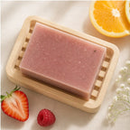 Handmade Fruity Floral Fiesta soap bar by Pure Wash, pink speckled rectangular floral and fruity scented soap
