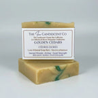 Handmade Golden Cedar soap bar by The InnerCandescent Co featuring warm golden cedar scent and smooth soap texture.