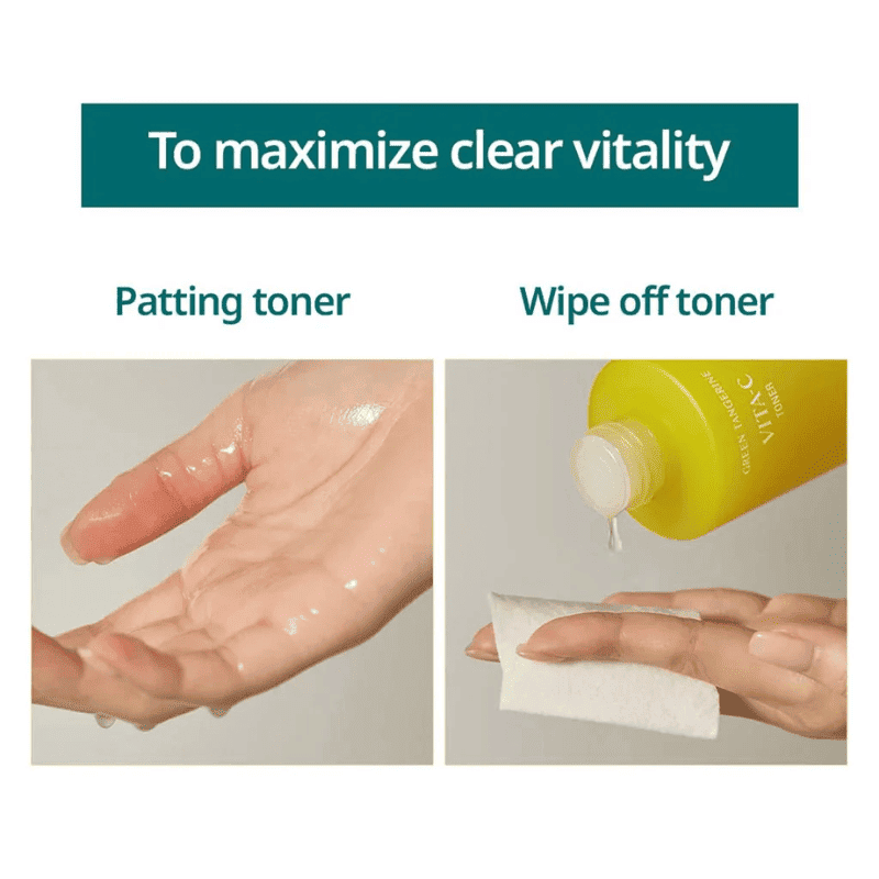 Goodal Green Tangerine Vita C Toner in a 300ml bottle, featuring a bright citrus label and clear plastic packaging.