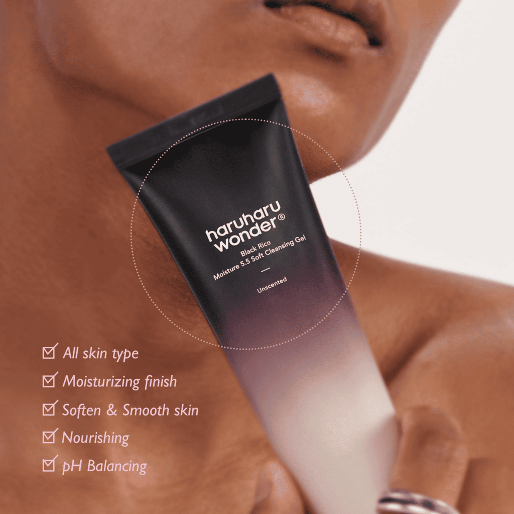 Lakinza haruharu Wonder Black Rice Moisture 5.5 Soft Cleansing Gel 100ml Korean skincare cleanser with black rice extract