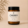 Soy cherry and honey milk scented candle by La Sultana Savonnerie, showcasing a natural soy wax candle with cherry and honey notes.