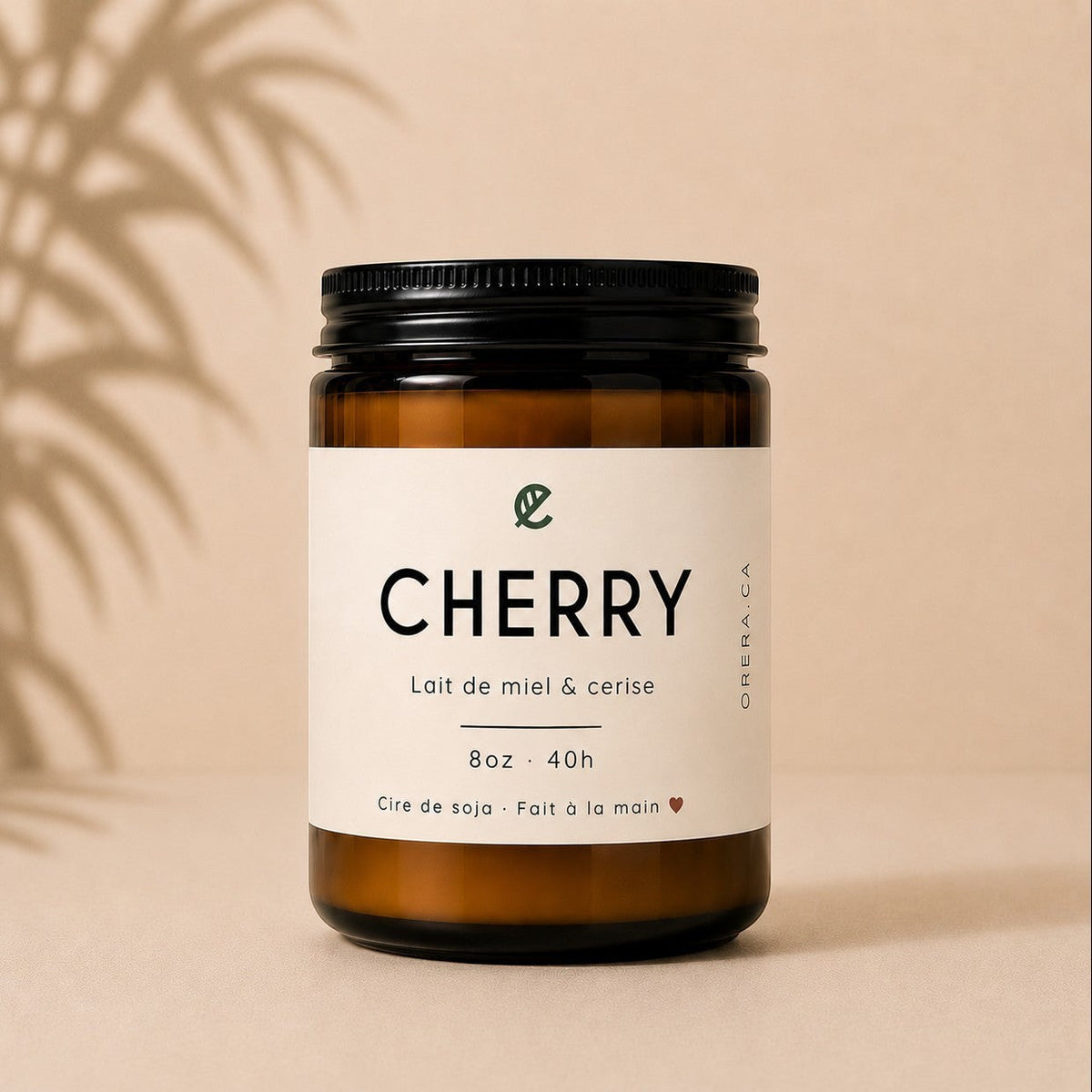 Soy cherry and honey milk scented candle by La Sultana Savonnerie, showcasing a natural soy wax candle with cherry and honey notes.