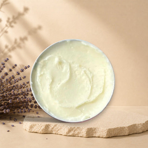 Natural tattoo aftercare balm by La Sultana Savonnerie with vitamin E and rose musquée in a jar, designed for skin soothing and healing.