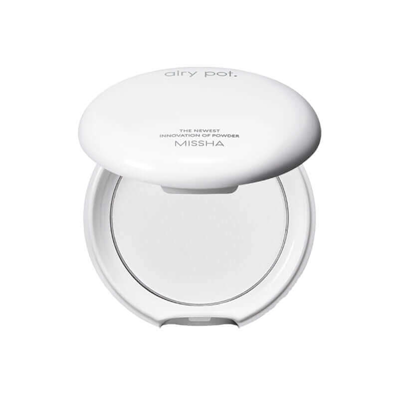 Lakinza Missha Airy Pot Pressed Powder 5g, a compact base makeup with a smooth, matte finish in a sleek container.