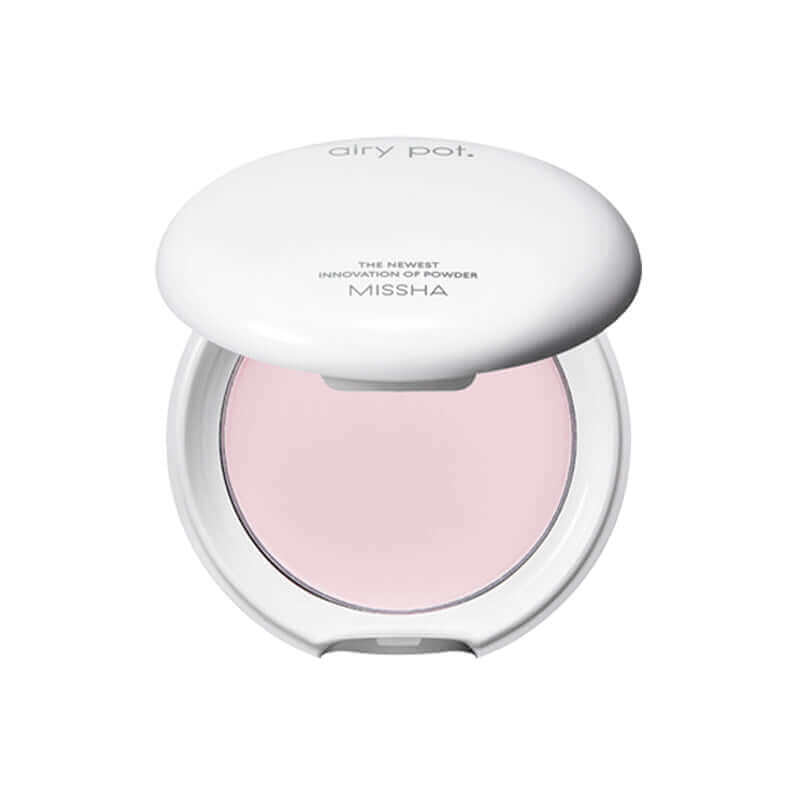 MISSHA Airy Pot Pressed Powder in 5g container, K-beauty base makeup with a sleek compact design, suitable for a smooth finish.