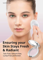 MISSHA Airy Pot pressed powder in 5g, a soft beige base makeup compact with a clear lid, by Lakinza K-beauty.