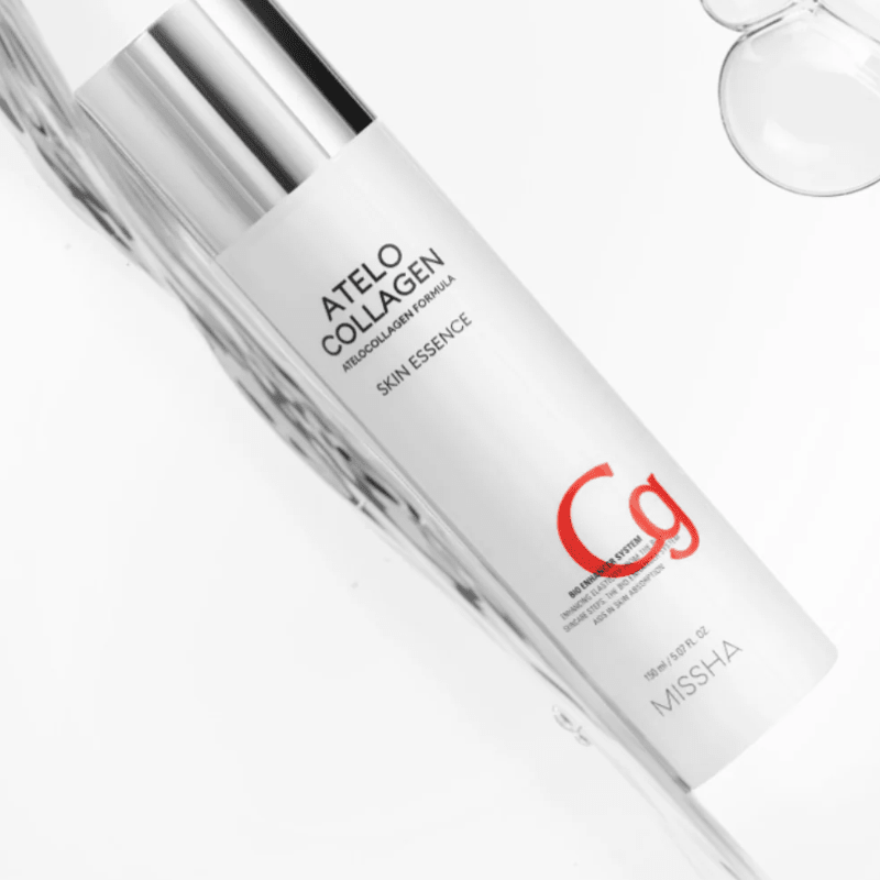 MISSHA Atelo Collagen Skin Essence toner bottle with label, 150ml size, from Lakinza K-beauty, Canada, with a sleek design.