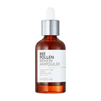 Missha Bee Pollen Ampouler 40ml bottle with dropper, highlighting natural bee pollen ingredients for skincare.