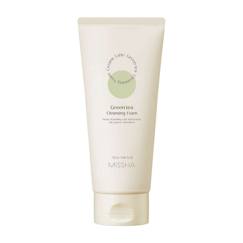 MISSHA Creamy Latte Cleansing Foam in 172ml bottle, gentle K-beauty cleanser with a creamy texture and latte-inspired formula.
