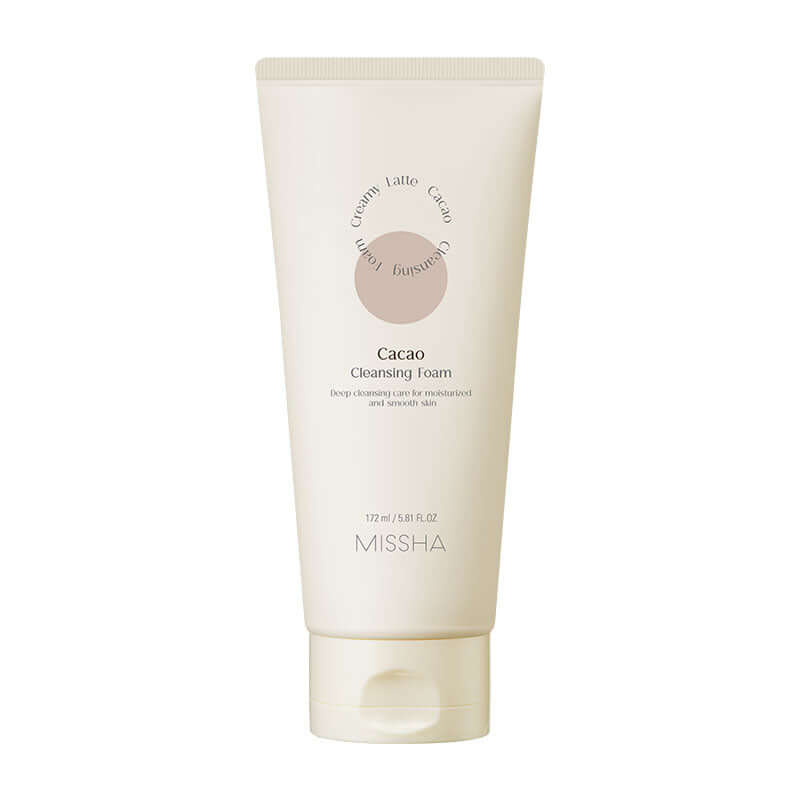 MISSHA Creamy Latte Cleansing Foam in 172ml bottle, gentle facial cleanser by Lakinza K-beauty with a smooth, creamy texture.
