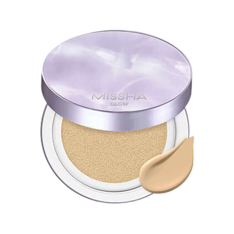 MISSHA Glow Layering Fit Cushion 14g, K-beauty base makeup compact with a luminous finish and light coverage.