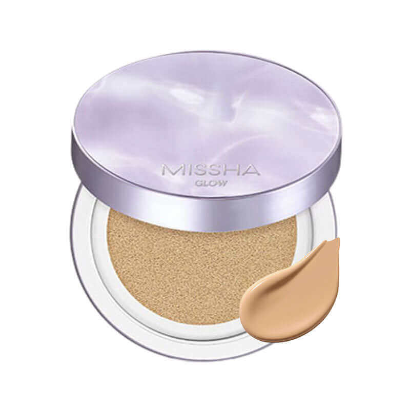 Missha Glow Layering Fit Cushion in 14g, a K-beauty base makeup product with a smooth, radiant finish in a compact container.
