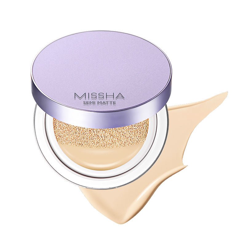 MISSHA Layering Fit Cushion Semi-matte 15g K-beauty base makeup compact with soft, semi-matte finish and smooth application.