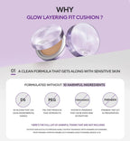 MISSHA Layering Fit Cushion semi-matte base makeup in 15g, compact with a soft sponge and natural finish, by Lakinza K-beauty.