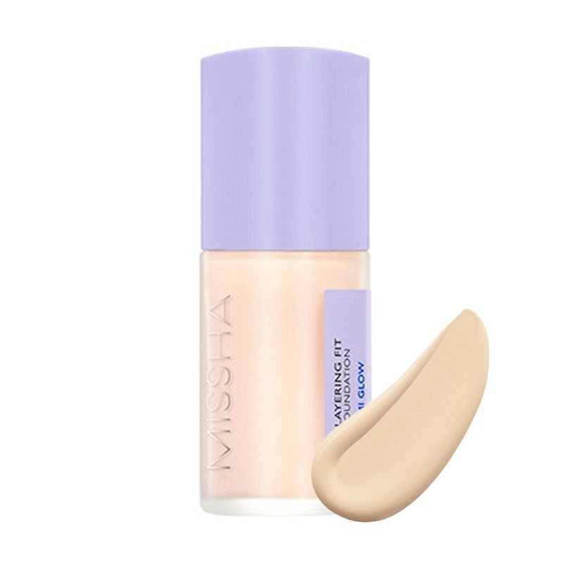 MISSHA Layering Fit Foundation Semi Glow Set 30ml, a base makeup product with a semi-glow finish in a sleek packaging.