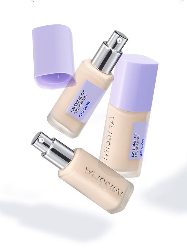 MISSHA Layering Fit Foundation Semi Glow Set 30ml, a base makeup product by Lakinza K-beauty, shown in the image.