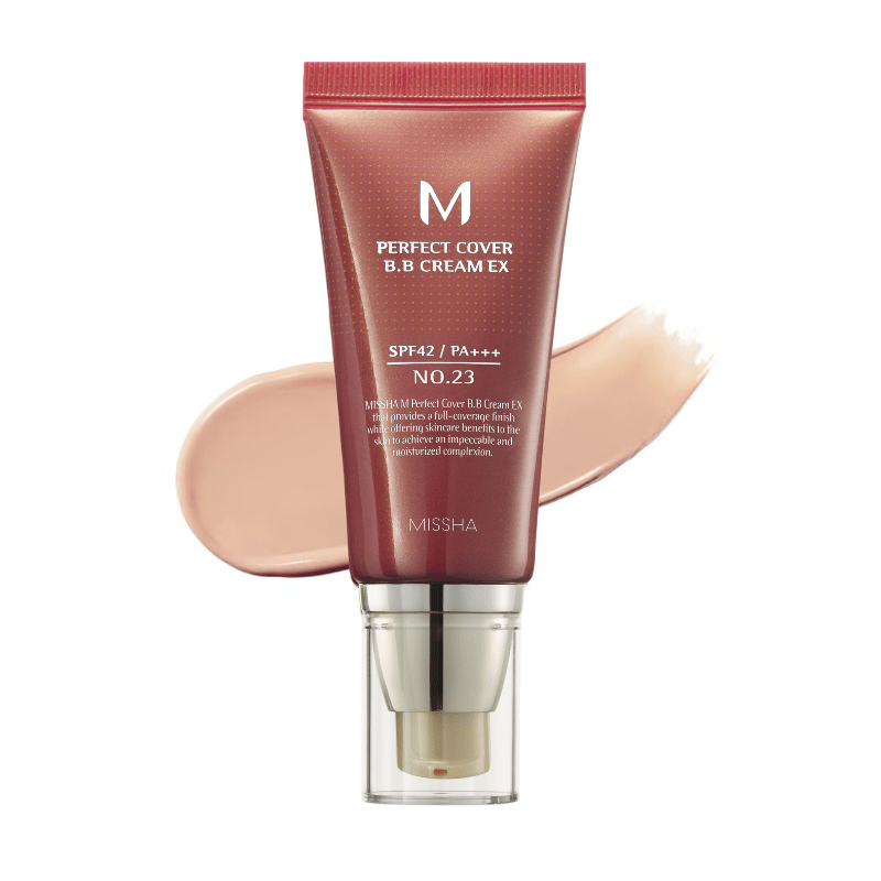 Missha M Perfect Cover BB Cream Ex in 50ml tube, K-beauty base makeup product with smooth, even skin tone finish