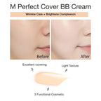 MISSHA M Perfect Cover BB Cream Ex 50ml, a beige tube of base makeup with a pump dispenser, on a white background