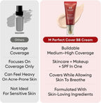 Missha M Perfect Cover BB Cream Ex in 50ml bottle, base makeup by Lakinza K-beauty, with a smooth, lightweight texture and beige tone.