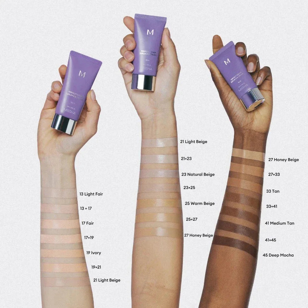 MISSHA M Perfect Cover Serum BB Cream in 20ml, a base makeup product from Lakinza K-beauty, shown in a sleek tube.