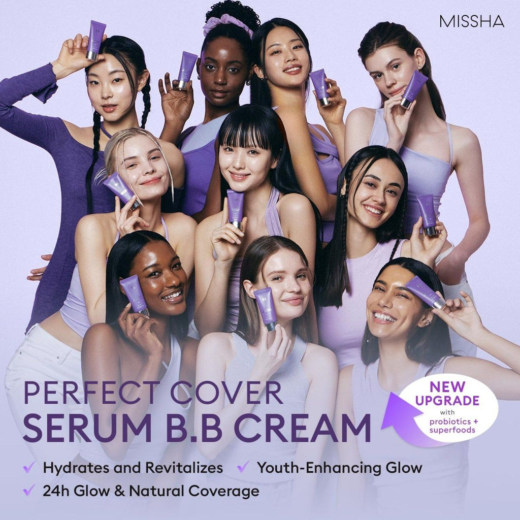 Missha M Perfect Cover Serum BB Cream 50ml in a tube, designed for base makeup and skin perfecting by Lakinza K-beauty.