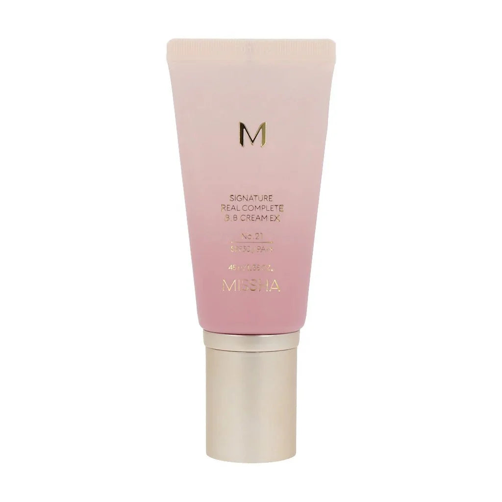 Missha Signature Real Complete BB Cream Ex in 45g tube, a K-beauty base makeup product for smooth, even skin.