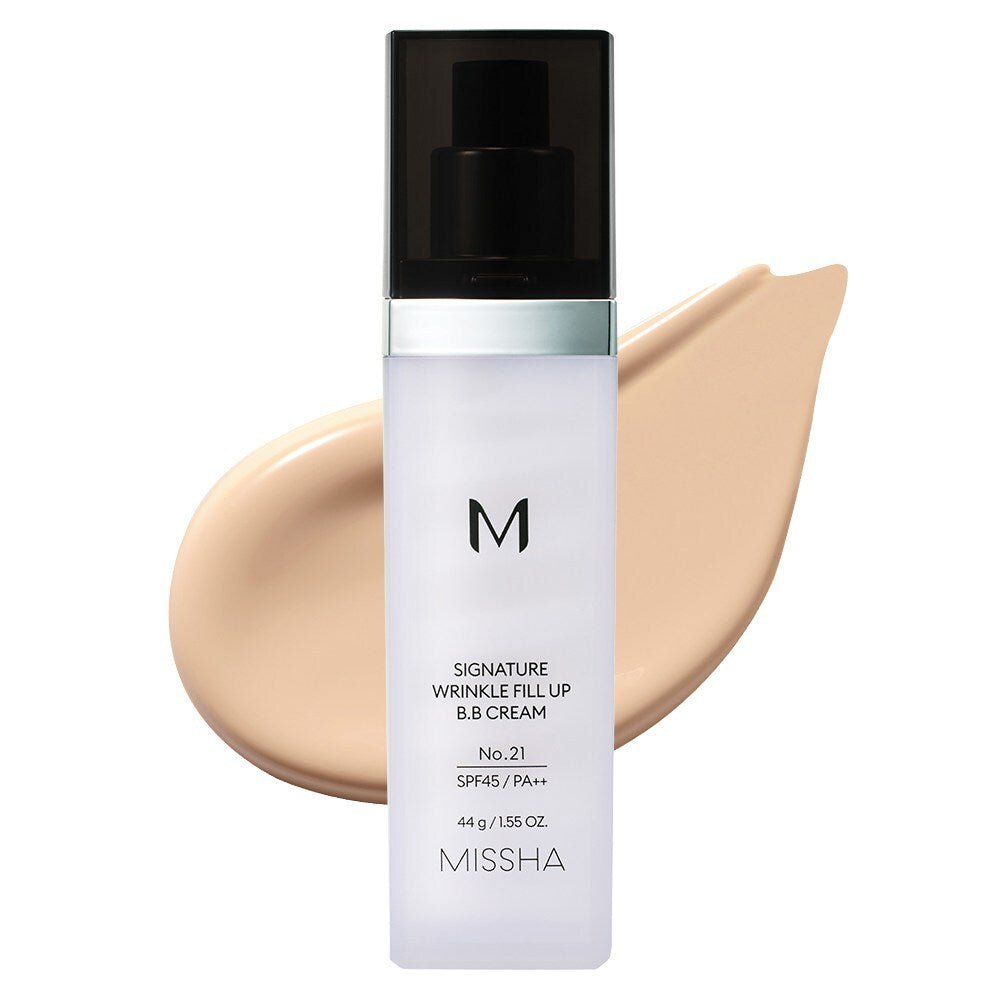 MISSHA Signature Wrinkle Fill Up BB Cream in 44g, a base makeup product by Lakinza K-beauty, shown in a tube with a beige shade.