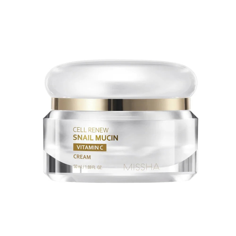 MISSHA Snail Cream moisturizer in 50ml jar, natural skincare product by Lakinza K-beauty, designed for hydrating and nourishing skin.