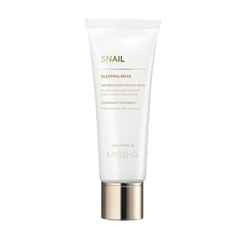Missha Snail Sleeping Mask in 110ml jar, a Korean skincare mask by Lakinza with snail extract for hydration and repair.