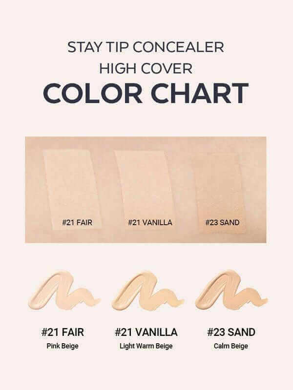 Missha Stay Tip Concealer High Cover 3.8ml in sleek tube, designed for full-coverage base makeup by Lakinza K-beauty.