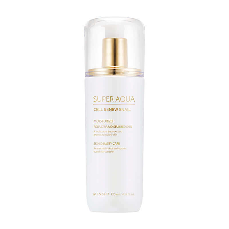 MISSHA Super Aqua Snail Essential Moisturizer in 130ml jar, hydrating K-beauty moisturizer with snail extract from Lakinza.