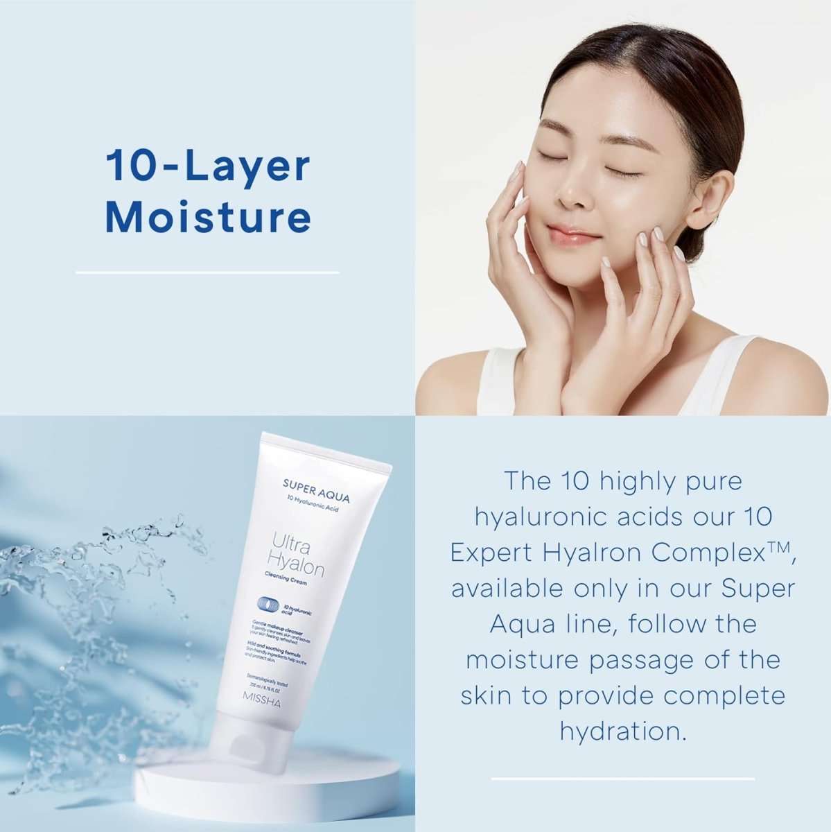 MISSHA Super Aqua Ultra Hyalron Cleansing Cream 200ml, a gentle facial cleanser with hydrating formula from Lakinza K-beauty.