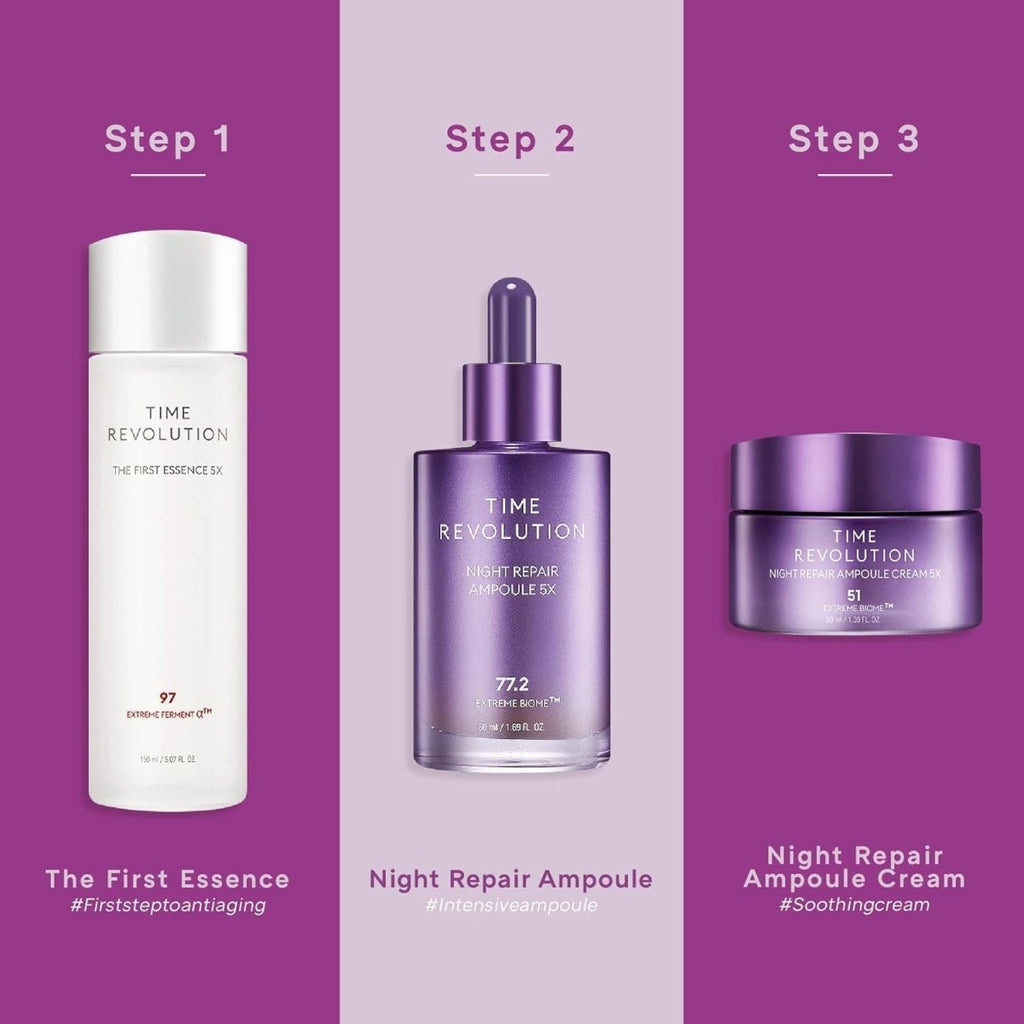 MISSHA Time Revolution Night Ampoule Cream 5X in a 50ml jar, featuring a smooth, creamy texture for skincare.