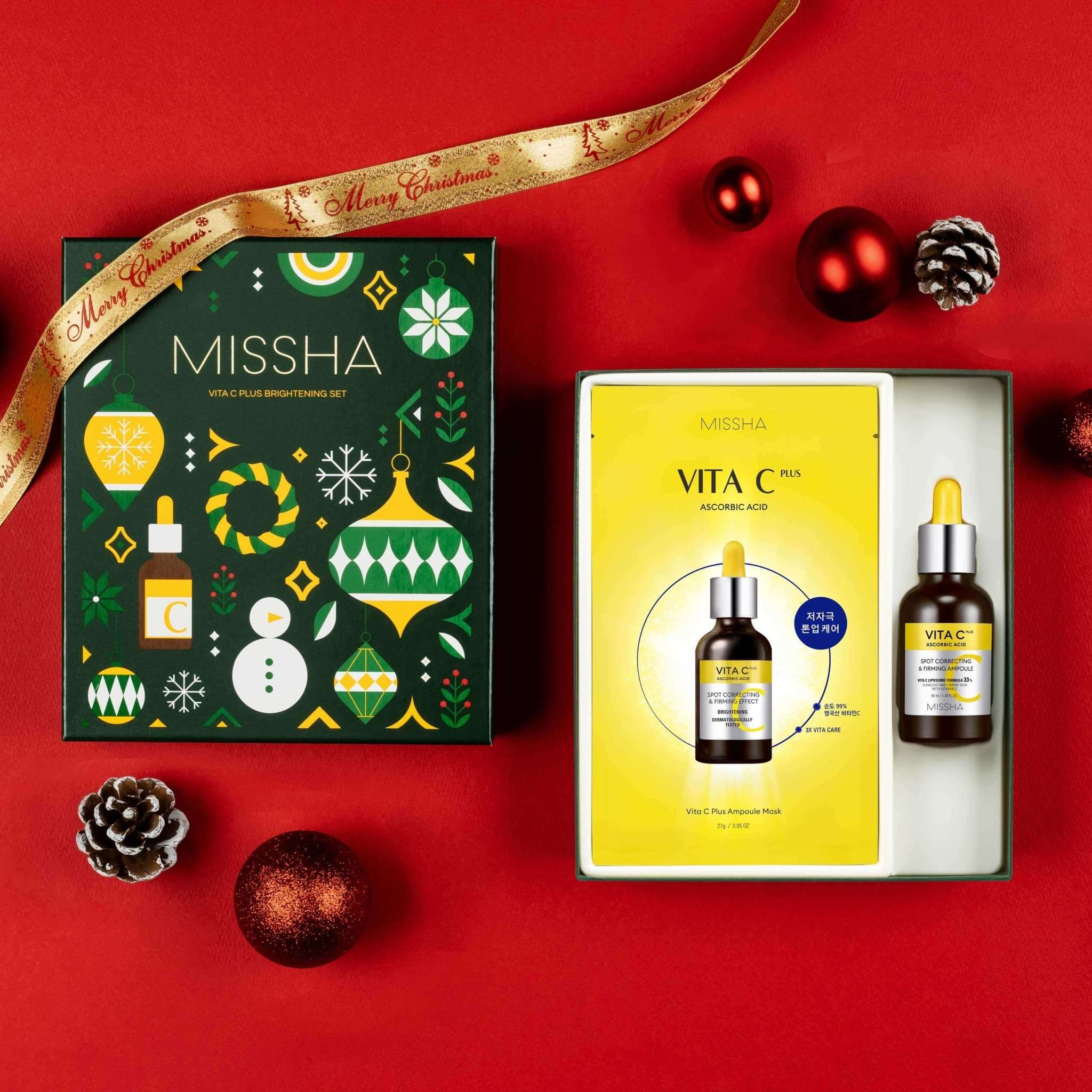 MISSHA Vita C Holiday Brightening Gift Set featuring skincare products in festive packaging by Lakinza K-beauty