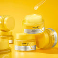 Missha Vita C Plus Sleeping Cream mask by Lakinza K-beauty, 50ml jar with bright orange lid and creamy texture.