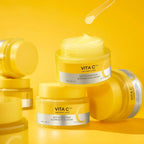 Missha Vita C Plus Sleeping Cream mask by Lakinza K-beauty, 50ml jar with bright orange lid and creamy texture.