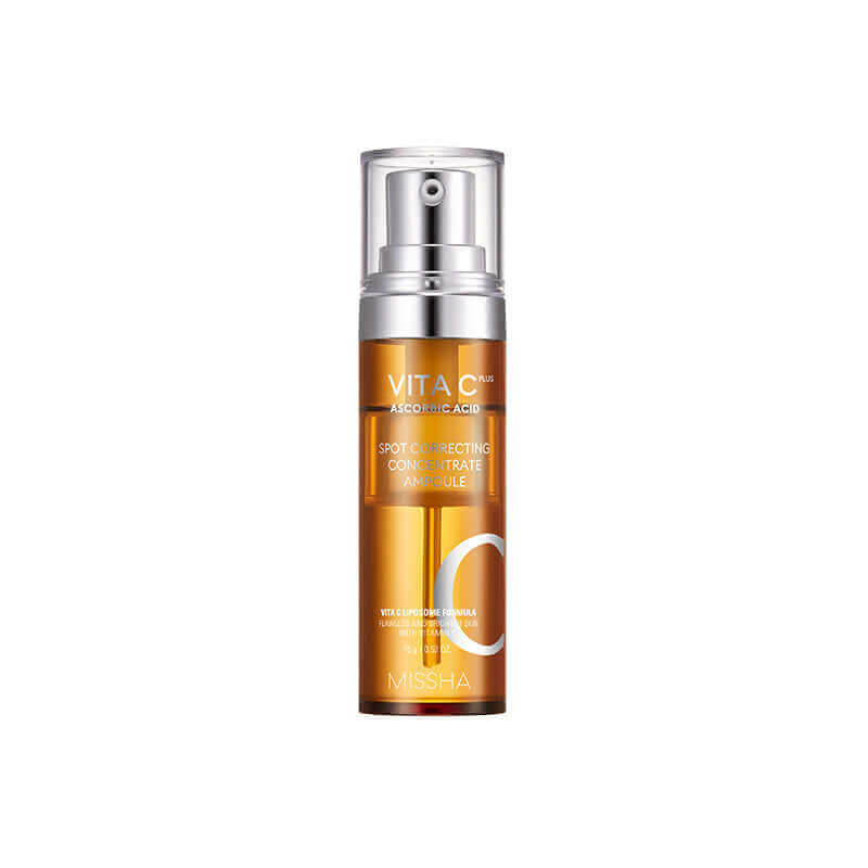 MISSHA Vita C Plus Spot Correcting Concentrate Ampoule in a 15g bottle, designed to improve skin brightness and reduce spots.
