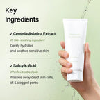 Lakinza Mixsoon Centella Cleansing Foam 150ml in a white bottle with green accents, showcasing a gentle cleanser for sensitive skin.