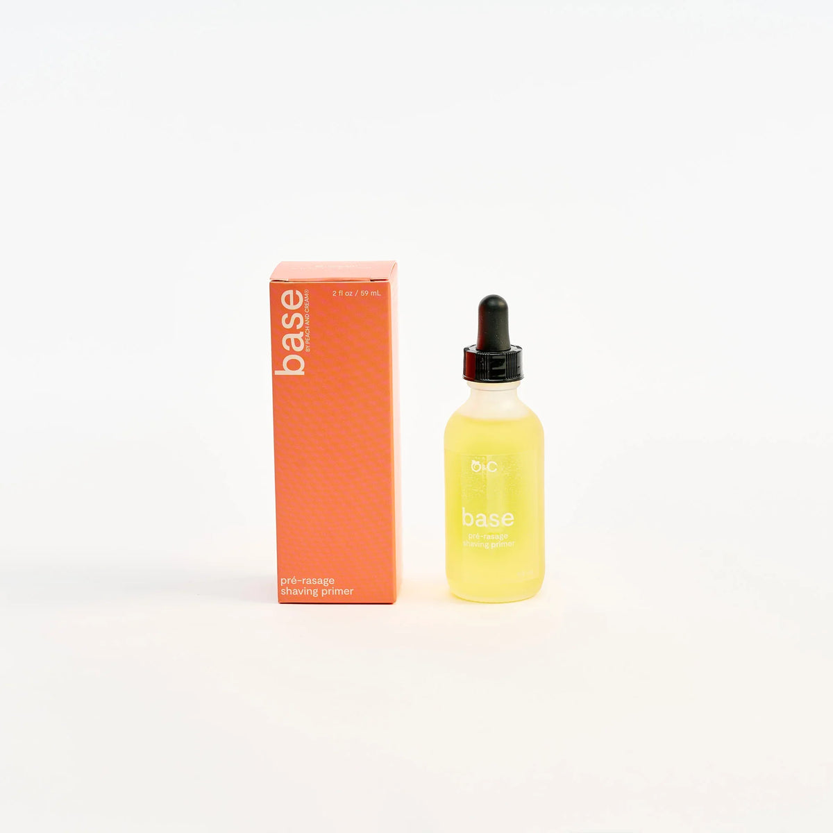 Peach and Cream ® shaving primer base in a box, smooth skin preparation product for a close shave.