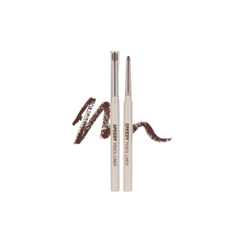 Lakinza Peripera Speedy Pencil Liner for eyes, 0.14g, featuring a sleek black pencil with a twisting cap and smooth application.