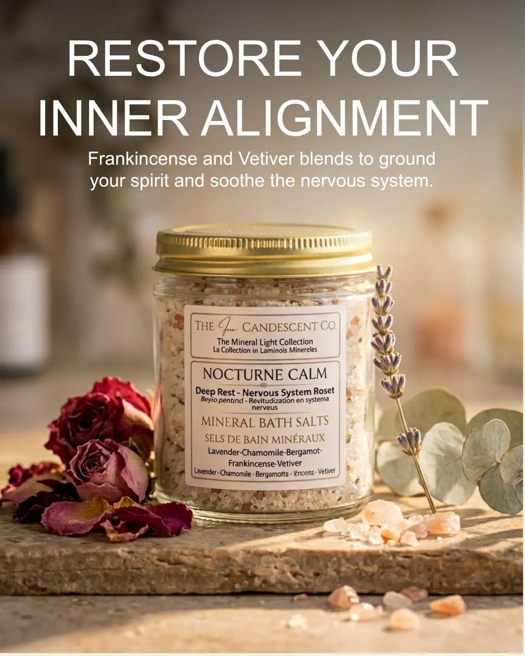 Luxury mineral bath soak gift set from The InnerCandescent Co featuring colorful mineral-infused bath products in a decorative box.