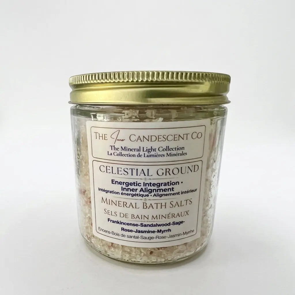 Mineral soak bath salts by The InnerCandescent Co featuring grounding magnesium and mineral-rich salts for foot soaks.