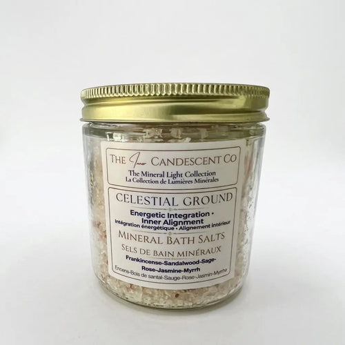 Mineral soak bath salts by The InnerCandescent Co featuring grounding magnesium and mineral-rich salts for foot soaks.