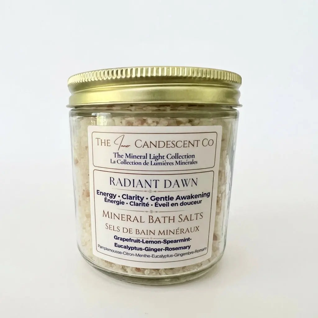 Mineral soak bath salts from The InnerCandescent Co, featuring energizing magnesium and mineral-rich ingredients for relaxing foot soaks.