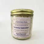 Rose Radiance floral magnesium and mineral-rich bath salts from The InnerCandescent Co, shown in a natural mineral soak bath salt package.