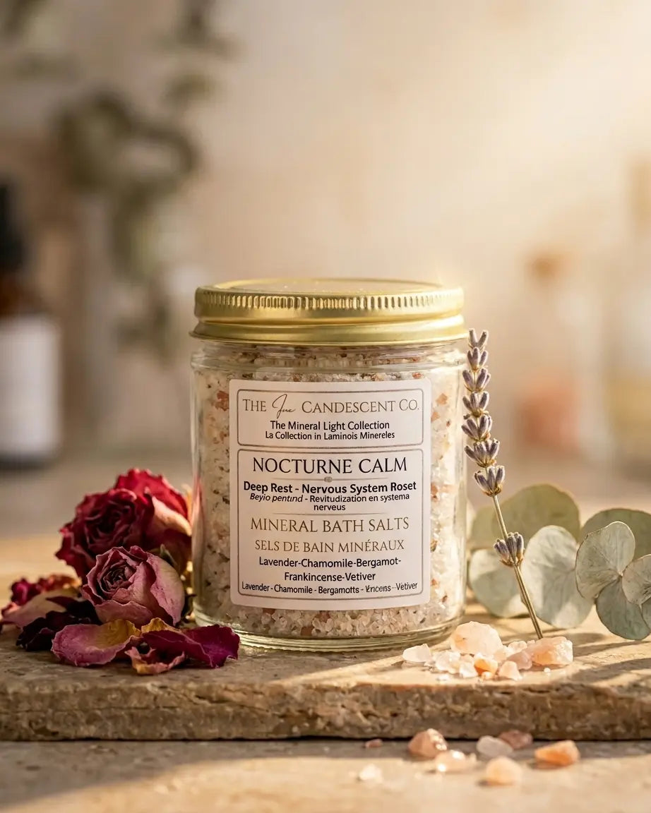 Luxury mineral bath soak gift set from The InnerCandescent Co, featuring a collection of mineral-infused bath products.