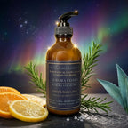 The InnerCandescent Co Aurora Citrus hand and body lotion bottle with bright citrus scent on a neutral background.